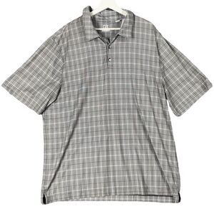 CUTTER & BUCK DryTec 50+ UPF Polo Men SZ XXL Plaid Black White Golf Sport Casual